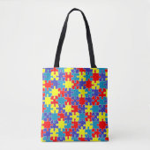 [Puzzelstukjes] Autism Awareness Ribbon Tote Bag (Voorkant)
