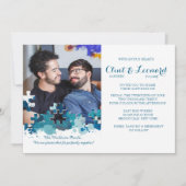 Puzzelstukjes blauwe foto bruiloft uitnodiging (Voorkant)