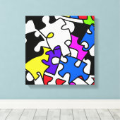 puzzelstukjes canvas afdruk (Insitu (Houten vloer))