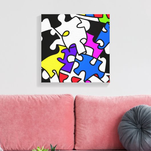 puzzelstukjes canvas afdruk (Insitu (Woonkamer))