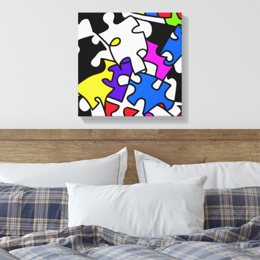 puzzelstukjes canvas afdruk (Insitu (Slaapkamer))