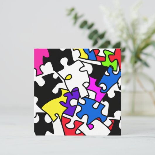 puzzelstukjes feestdagenkaart (Staand voorkant)