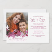 Puzzelstukjes foto bruiloft roze uitnodiging (Voorkant)