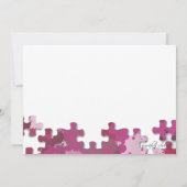 Puzzelstukjes foto bruiloft roze uitnodiging (Achterkant)