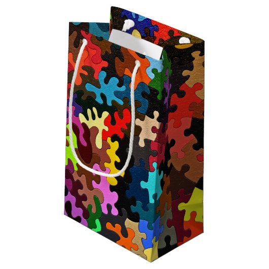 puzzelstukjes klein cadeauzakje (Achterkant Gekanteld)