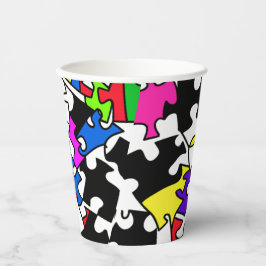 puzzelstukjes papieren bekers