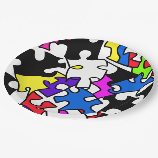 puzzelstukjes papieren bordje (Gekanteld)