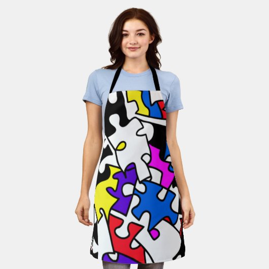 puzzelstukjes schort (Gedragen)