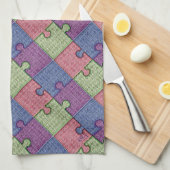 puzzelstukjes theedoek (Quarter Fold)