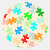 Puzzelstukjes tickers ronde sticker (Voorkant)