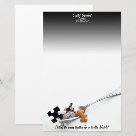 Puzzelstukken en vork briefpapier (Voorkant / Achterkant)