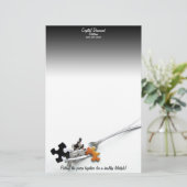 Puzzelstukken en vork briefpapier (Staand voorkant)