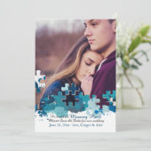 Puzzelstukken Foto Save the Date Aankondiging (Staand voorkant)