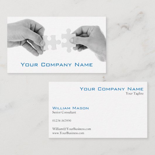 Puzzelstukken met handfoto's - Visitekaartje (Voorkant / Achterkant)