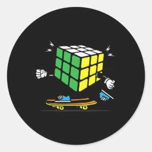 Puzzelwetenschappen Kubus Skateboard Kawaii Skater Ronde Sticker