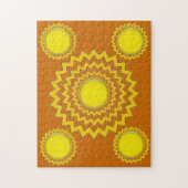 Puzzelzweefcirkels met gele wereldbollen legpuzzel (Verticaal)