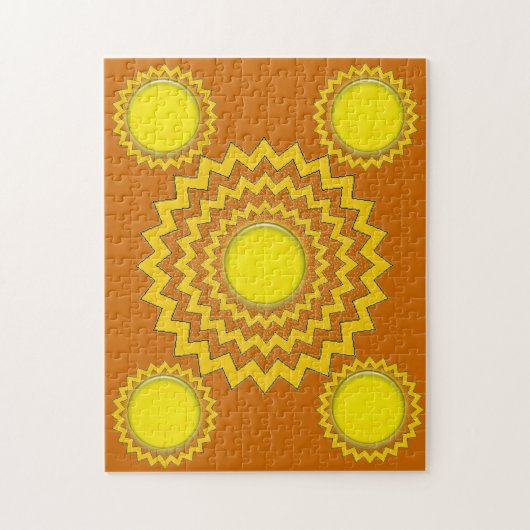 Puzzelzweefcirkels met gele wereldbollen legpuzzel (Verticaal)