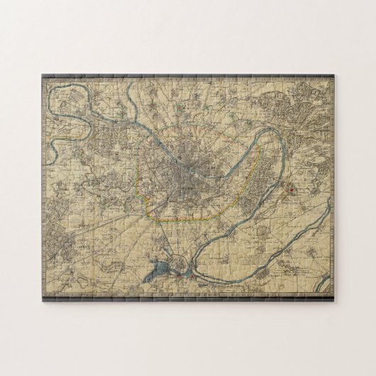 Puzzle 252 mapa antiguo de París Legpuzzel (Horizontaal)