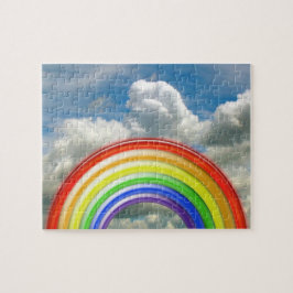 Puzzle - 3-D regenboog tegen troebele hemel Legpuzzel