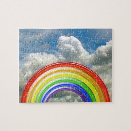 Puzzle - 3-D regenboog tegen troebele hemel Legpuzzel (Horizontaal)