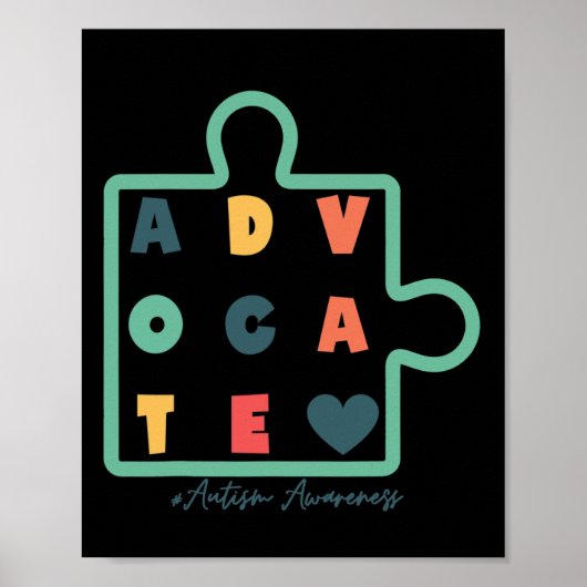 Puzzle Advocate Autism Awareness Autism Support Poster (Voorkant)