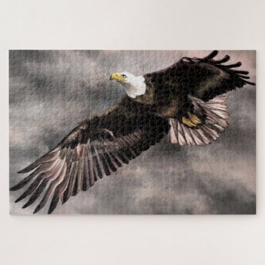 Puzzle American Bald Eagle Flying in Storm Clouds Legpuzzel (Horizontaal)