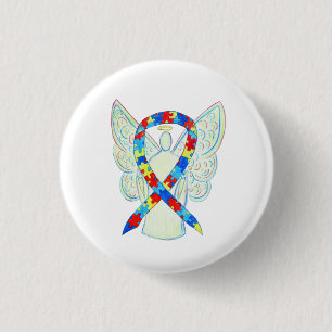 Puzzle Angel Autism Awareness Ribbon Art Pins Ronde Button 3,2 Cm
