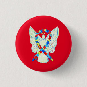 Puzzle Angel Autism Awareness Ribbon Art Pins Ronde Button 3,2 Cm