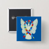 Puzzle Angel Autism Awareness Ribbon Art Pins Vierkante Button 5,1 Cm (Voorkant /achterkant)