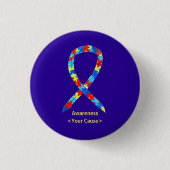 Puzzle Autism Awareness Ribbon Custom Button Pin (Voorkant)