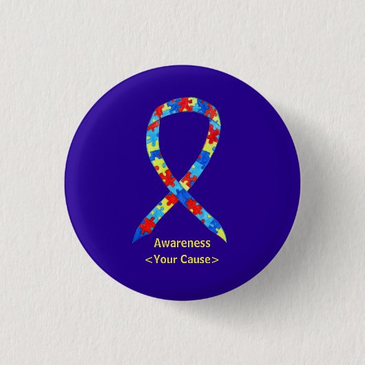 Puzzle Autism Awareness Ribbon Custom Button Pin (Voorkant)