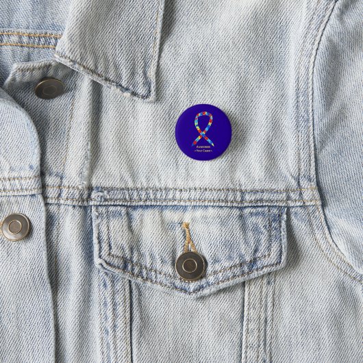 Puzzle Autism Awareness Ribbon Custom Button Pin (In situ)