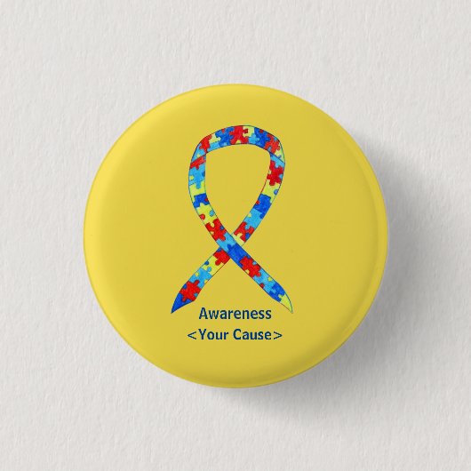 Puzzle Autism Awareness Ribbon Custom Button Pins (Voorkant)