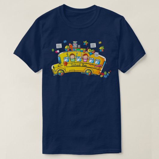 Puzzle Autism Awareness School Bus Autistic Driver T-shirt (Design voorkant)