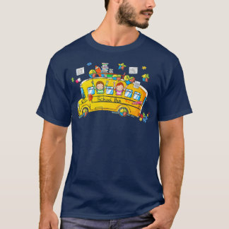 Puzzle Autism Awareness School Bus Autistic Driver T-shirt
