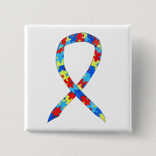 Puzzle Autisme Awareness Ribbon Custom Art Pins Vierkante Button 5,1 Cm