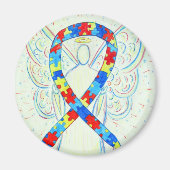 Puzzle Awareness Ribbon Angel Art Magnets Magneet (Voorkant)