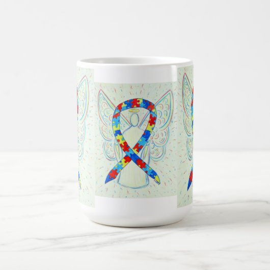 Puzzle Awareness Ribbon Angel Art Mok (Center)