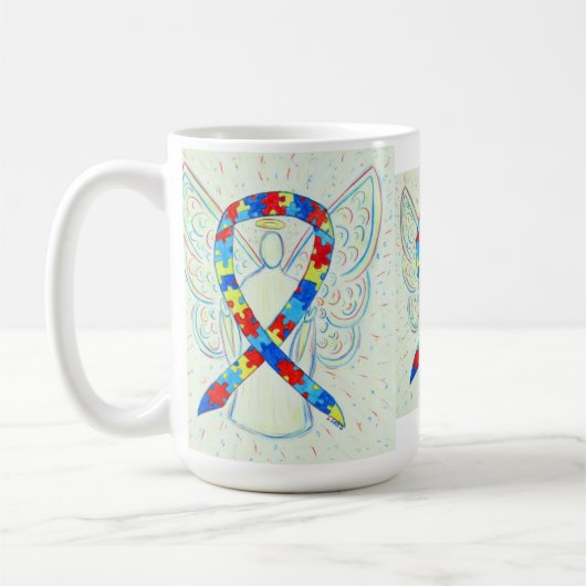 Puzzle Awareness Ribbon Angel Art Mok (Links)
