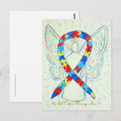 Puzzle Awareness Ribbon Angel Custom Art Briefkaar Briefkaart (Voorkant / Achterkant)