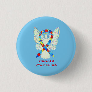 Puzzle Awareness Ribbon Angel Custom Art Pins Ronde Button 3,2 Cm