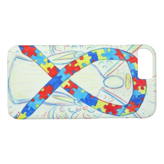 Puzzle Awareness Ribbon Angel Custom iPhone 7 Hoes (Achterkant (Horizontaal))