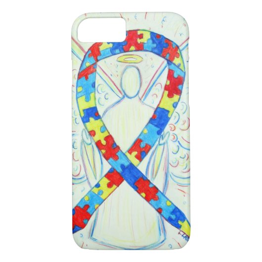 Puzzle Awareness Ribbon Angel Custom iPhone 7 Hoes (Achterkant)