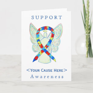 Puzzle Awareness Ribbon Angel Gepersonaliseerd Car Kaart