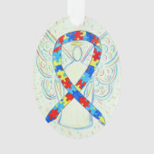Puzzle Awareness Ribbon Angel Ornament Pendant (voorkant)