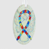 Puzzle Awareness Ribbon Angel Ornament Pendant (voorkant)