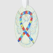 Puzzle Awareness Ribbon Angel Ornament Pendant (voorkant)