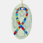 Puzzle Awareness Ribbon Angel Pendant Ornament (Rechts)