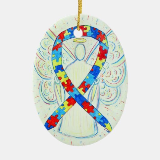 Puzzle Awareness Ribbon Angel Pendant Ornament (Voorkant)