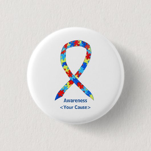 Puzzle Awareness Ribbon Custom Art Pins Ronde Button 3,2 Cm (Voorkant)
